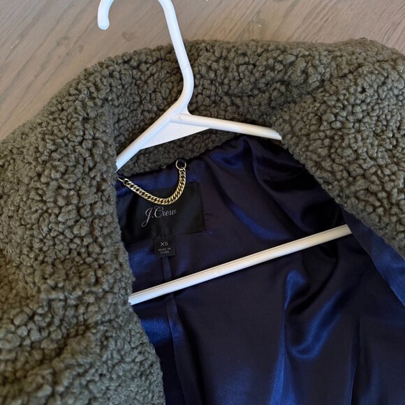J. Crew Olive Green Teddy Coat Size XS - Picture 4 of 6